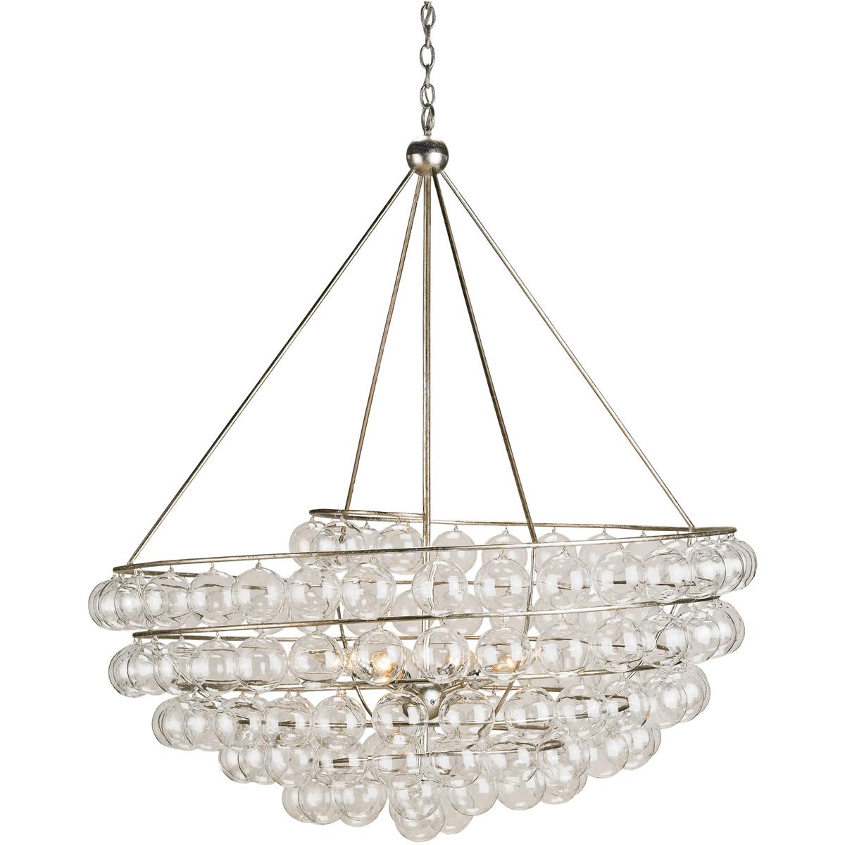 Currey & Company 9002 Stratosphere 4 Light 46 inch Contemporary Silver Leaf Chandelier Ceiling Light